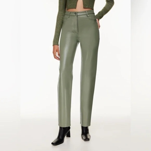 Aritzia, Wilfred, Bitter‎ Sage Melina Pant, Faux Leather, Green | Women’s 6 - Picture 2 of 10